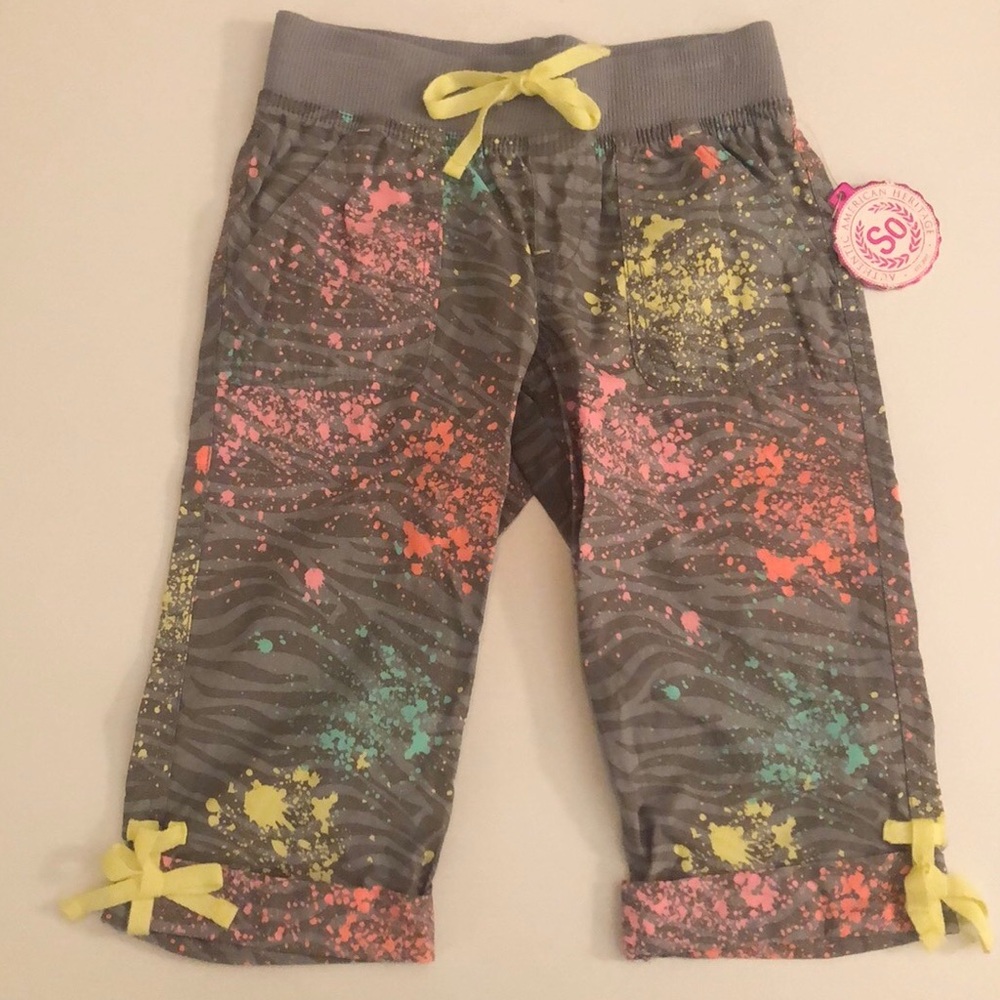 Zebra Splatter Paint Skimmer Pant Girls 7 NWT